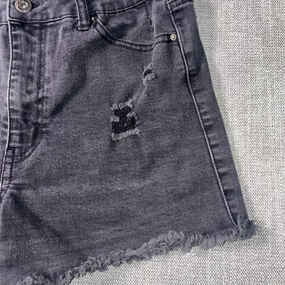 Wax Jean Cut Off Shorts Womens XL Gray Denim Cotton High Rise Distressed Pockets - Picture 5 of 11